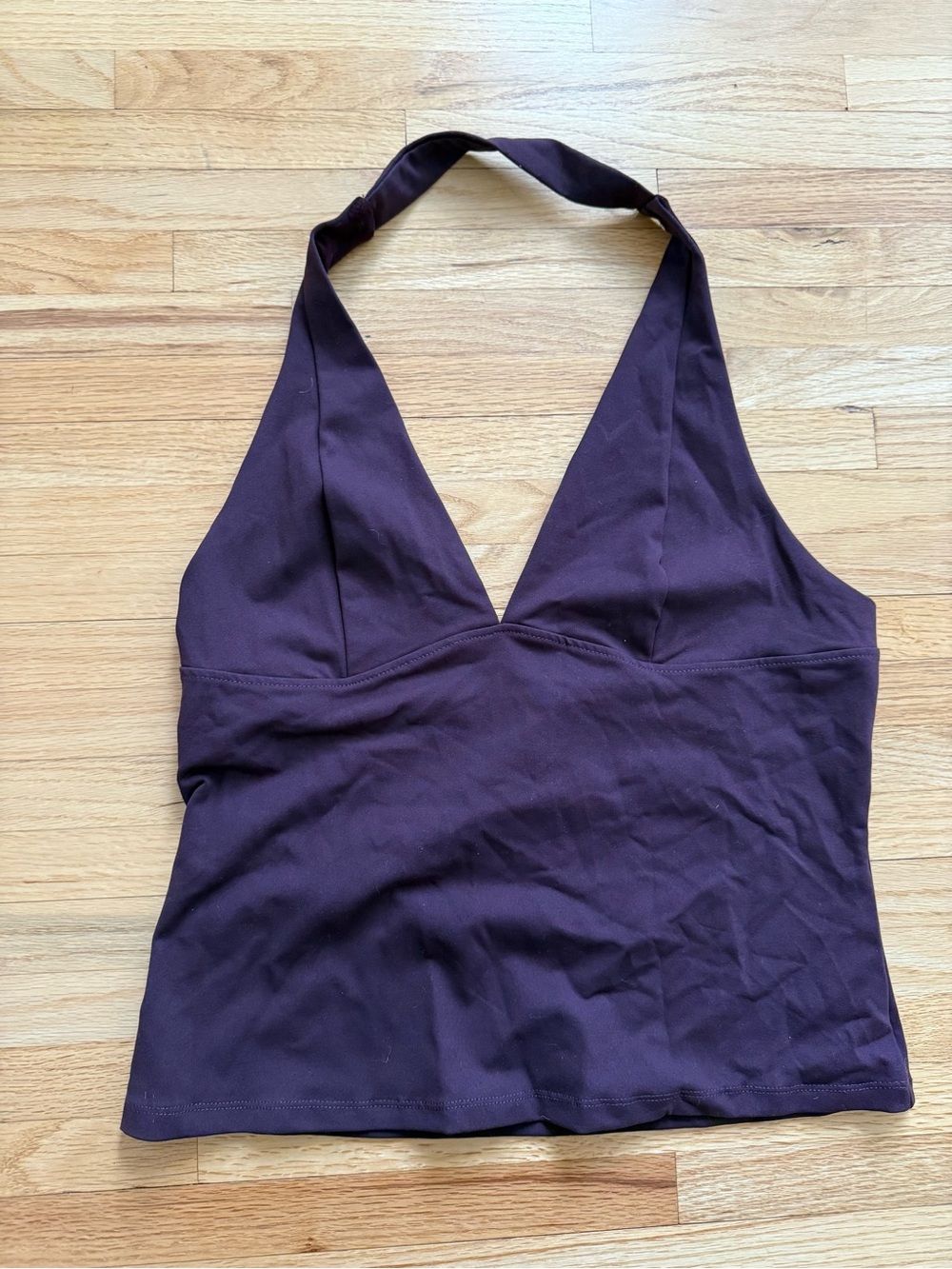 Free People Still Here Plum Ruched Halter Top - size Large - brand new